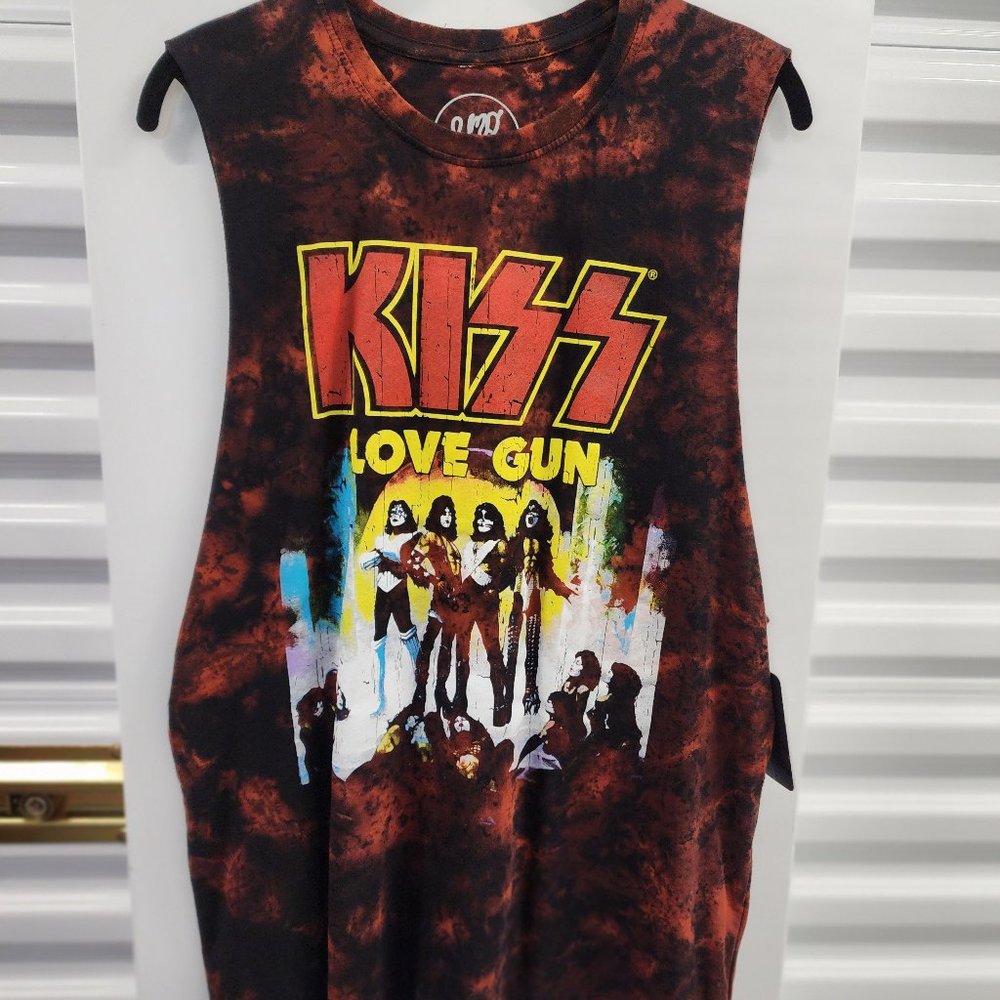 Custom Bleach Dye Open Side KISS Tank Top